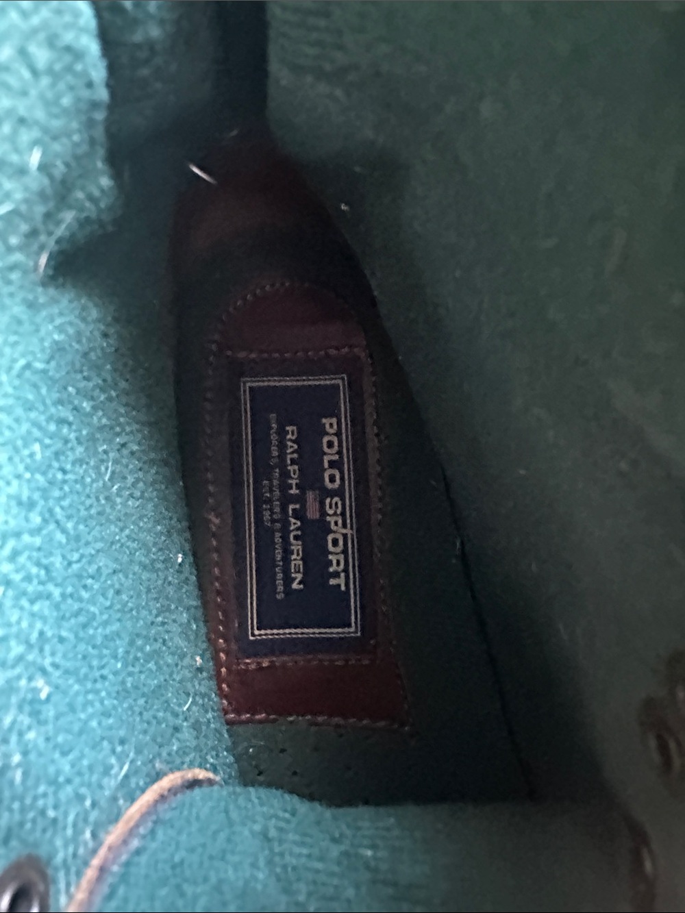 Polo by Ralph Lauren Brown Woman’s Lace-Up Leather Duck Boots with Teal Lining - Picture 2 of 9